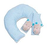Kit Bebê Travesseiro Almofada Pescoço E Protetor De Cinto Bebê E Infantil Hipopótamo Provençal Azul