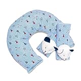 Kit Bebê Travesseiro Almofada Pescoço E Protetor De Cinto Bebê E Infantil Urso Marinheiro Marinho