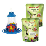 Kit Bebedouro 250ml Néctar Beija Flor 400g Reino Das Aves