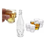 Kit Bebida 1 Garrafa Caveira 1 L 6 Copo Shot 50 Ml Uísque