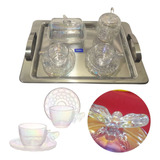 Kit Bee Xícaras 80ml Açucareiro Manteigueira E Bandeja Inox