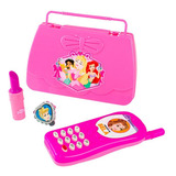 Kit Beleza Infantil Disney Princesa Bolsa Celular Batom Anel