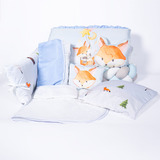 Kit Berço 10 Peças Fofura Fox Azul Bebê Brubrelel
