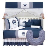 Kit Berço Americano Coroa Luxo Almofada Amamentação Masculin