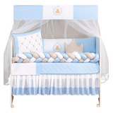 Kit Berço Americano Urso Príncipe Azul celeste 11 Peças