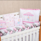 Kit Berço Menina 10 Peças Fofura Carrossel Rosa