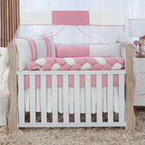 Kit Berço Menina Americano Trançado Rosê Luxo 09 Pçs Oferta