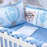 Kit Berço Menina E Menino 12 Peças Completo Padrão Americano Baloeiro Azul 