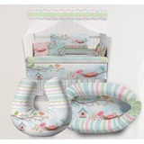 Kit Berço Ninho Amamentadora Pássaros Flores Infantil Ktpr29