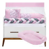 Kit Berço Nuvem Rosa Menina Ninho Casulinho Seguro E Fofo Cor Rosa claro