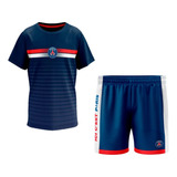 Kit Bermuda camisa Psg Infantil Comemorativa Futebol