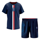 Kit Bermuda camisa Psg Infantil Comemorativa Futebol Time