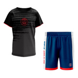 Kit Bermuda camisa Psg Infantil Comemorativa Licenciada Fute