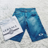Kit Bermuda Jeans Oakley E Camiseta Versace Mod 1