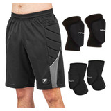 Kit Bermuda Joelheira Cotoveleira Poker Goleiro Futsal