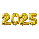 Kit Bexiga Balão Metalizado Número 2025 Dourado Prata 40cm
