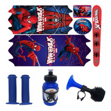 Kit Bicicleta Buzina Manopla Garrafa Adesivo Homem Aranha