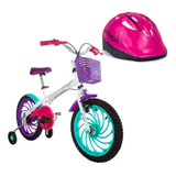 Kit Bicicleta Infantil Aro 16 Ceci (2022) Com Capacete Rosa