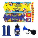 Kit Bicicleta Infantil Buzina Manopla Adesivo Pokémon 16 20