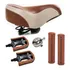Kit Bicicleta Retrô Vintage Selim Molas Pedal Manopla Couro