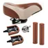 Kit Bicicleta Retrô Vintage Selim Molas Pedal Manopla Couro