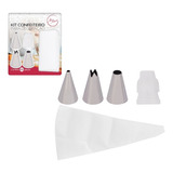 Kit Bico Confeiteiro Inox Decorador Bolo Saco Confeiteiro 5p