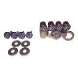 Kit Bico Pneu Cromado Antifurto Parafuso De Placa Vw Azul