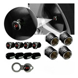 Kit Bico Pneu Pino Roda Válvula Antifurto Tsi Metal Preto