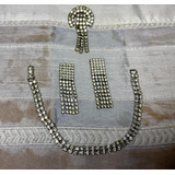 Kit Bijuteria Em Strass Brinco Pulseira E Broche 
