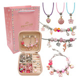 Kit Bijuterias 66 Pçs Infantil Miçangas Pulseira Colar A649