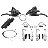 Kit Bike 21v Passador Freio V brake Aluminio Manopla Cabos