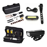 Kit Bike Bolsa Acessórios Farol 400 Lumens E Pisca Traseiro