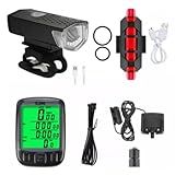 Kit Bike Farol E Traseira Recarregável USB Velocímetro A Prova D Água Medidor De Velocidade TRADINGS BRASIL