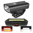 Kit Bike Farol Lanterna Sinalizador Recarregável Usb K55 Cor Preto Tecbrasil