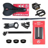 Kit Bike Guidão Reto Canote Selim Pedal Mesa Manopla Pedal