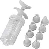 Kit Bisnaga Caneta Confeiteiro Decorador Para Decoração Profissional De Bolos Doces Recheios Cup Cakes Com 8 Bicos Injetor Peças Reutilizáveis De Confeitar Recheios Premium