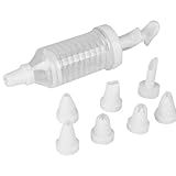 Kit Bisnaga Confeiteiro Decorador Para Decoração Profissional De Bolos Doces Recheios Cup Cakes Com 8 Bicos Injetor Peças Reutilizáveis De Confeitar Recheios Enfeitar Sobremesas