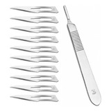Kit Bisturi 20 Lâminas Aço Carbono Com 2 Cabos Aço Inox