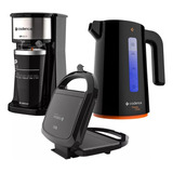 Kit Black Cadence Cafeteira To Go Chaleira Sanduicheira