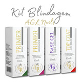 Kit Blindagem Diamante Agl Nails Top Coat Primer Adesivador