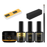Kit Blindagem Lirió Gel Moldes Pincel Língua Gato Lixa Bloco