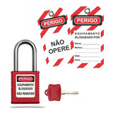 Kit Bloqueio Loto Cadeado Vermelho Etiqueta Não Opere