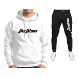 Kit Blusa Calça Moletom Jiu jitsu Academia Masculino Slim