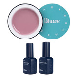 Kit Bluwe Gel Capa Base Flex Natural Pink Step 1 Step 2