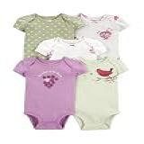 Kit Body Bebê 5 Peças Manga Curta Passarinho Carters -18 Meses-