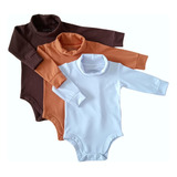 Kit Body Bebê Manga Longa Gola Alta Roupa De Menina Menino