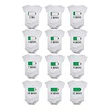 Kit Body Bebê Mesversario Manga Curta Bateria Carregando 12 Bodies 1 A 12 Meses