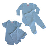 Kit Body Calça Shorts Manga Curta Longa Liso Mijão Algodão