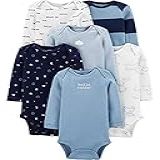 Kit Body Carter's 6 Peças Manga Longa Lua Azul Bebê Menino (3m)