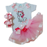 Kit Body Saia Tutu Gatinha Marie Aristogatas Ensaio Bebê